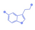 The chemical formula of serotonin. Vector.